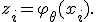 z_i=\varphi_\theta(x_i).