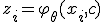 z_i=\varphi_\theta(x_i,c)