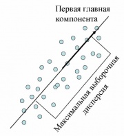 Первая главная компонента максимизирует выборочную дисперсию проекции данных